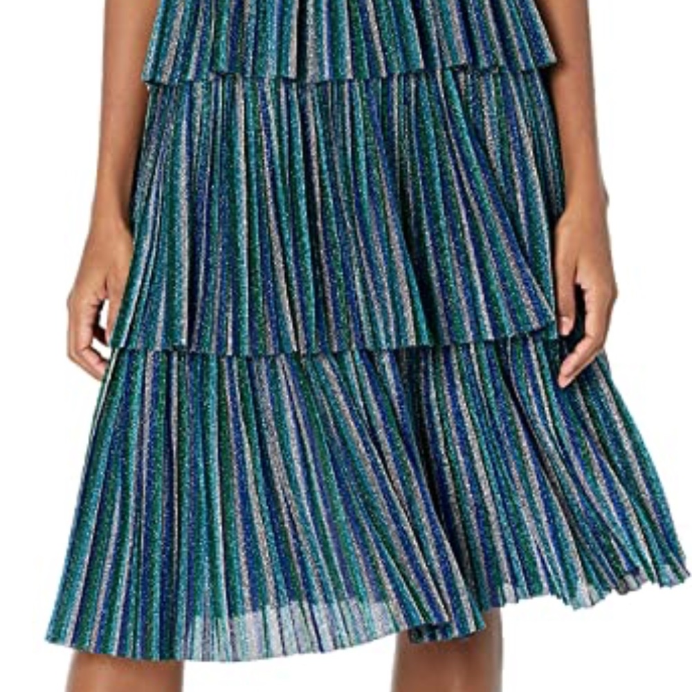 Dress the Population Fit and Flare Dress Electric Blue Multi